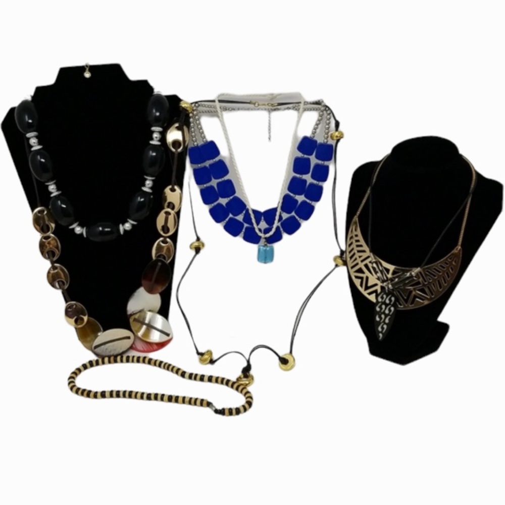 Necklace Lot -C1946-Chunky-Statement-Beaded-Bib-Nice Variety